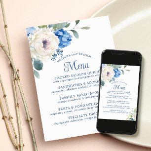 Hydrangea Rose Blommig Morsdagsbrunchmeny Poster