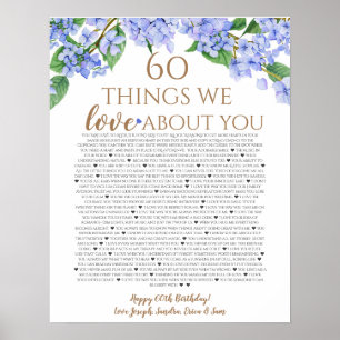 hydrangea sak, vi kärlek du fyller 60 sak poster