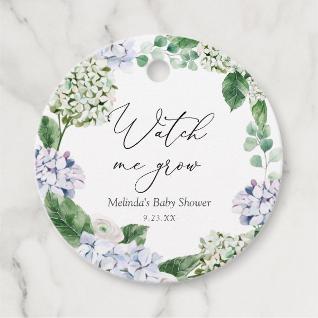 Hydrangea Se mig Grow Plant Favor Gåvor Etiketter (Framsida)
