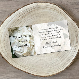 Hydrangea Sympathy Tack Photo Card Kort