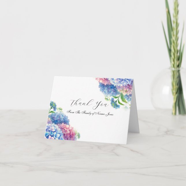 Hydrangea Sympati Blommig Begravning Tack så mycke Kort (Framsida)