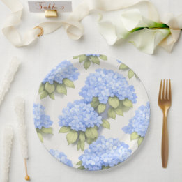 Hydrangea Tallrikar | Elegant Elfenbensblå Blommig