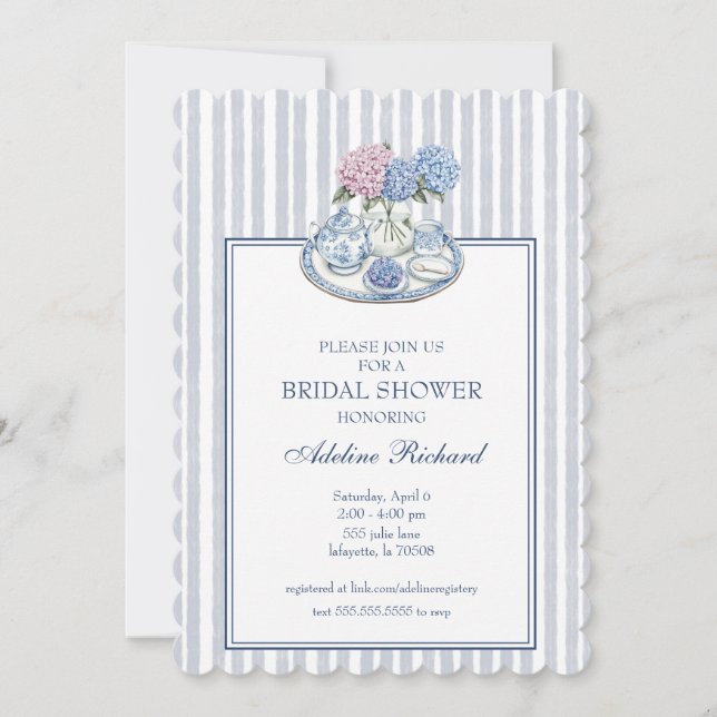 Hydrangea Te-fest Bröllopsdusch Inbjudningar (Framsida)