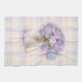 Hydrangea Tea Towel | Pastel Plaid Kitchen Decor Kökshandduk