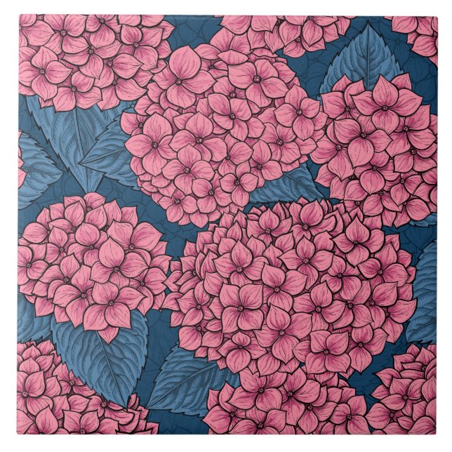 Hydrangea trädgård kakelplatta (Framsidan)