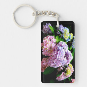 Hydrangea-trädgård, rosa, blått, lila blommigt