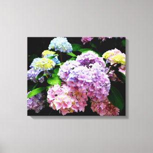 Hydrangea-trädgård, rosa, blått, lila blommigt canvastryck