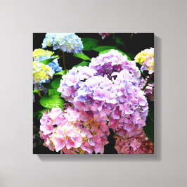 Hydrangea-trädgård, rosa, blått, lila blommigt canvastryck