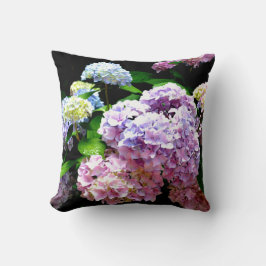 Hydrangea-trädgård, rosa, blått, lila blommigt kudde