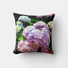 Hydrangea-trädgård, rosa, blått, lila blommigt kudde