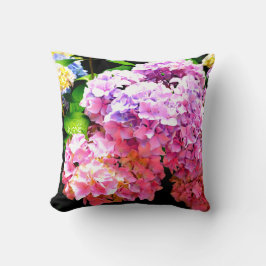 Hydrangea-trädgård, rosa, blått, lila blommigt kudde