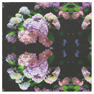 Hydrangea-trädgård, rosa, blått, lila blommigt tyg