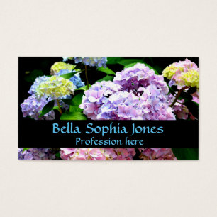 Hydrangea-trädgård, rosa, blått, lila blommigt visitkort