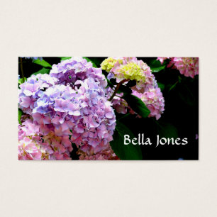 Hydrangea-trädgård, rosa, blått, lila blommigt visitkort