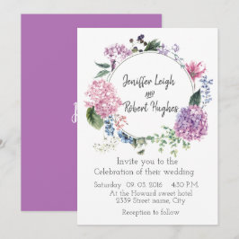 Hydrangea ultra violett wandeand bröllop inbjudningar
