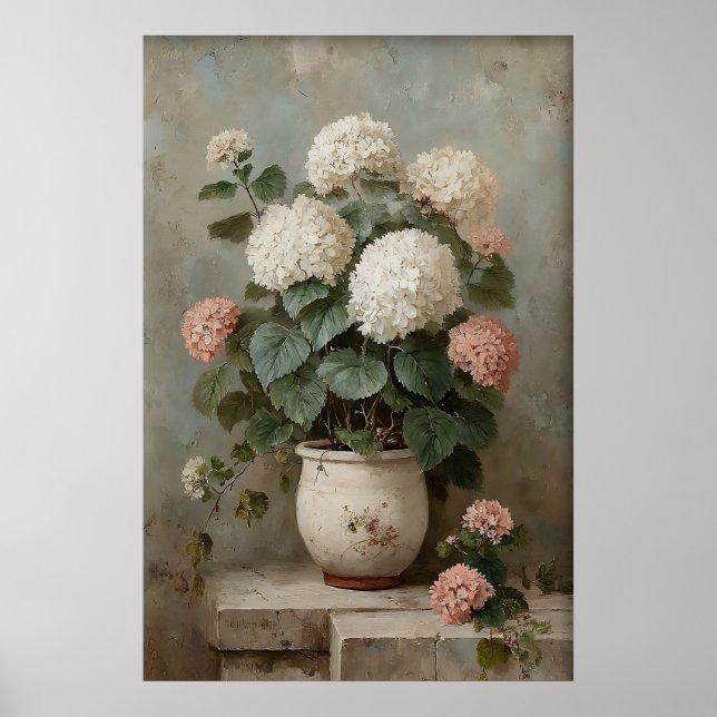 Hydrangea Väggkonsttryck, Antik Våräng Poster (Framsidan)