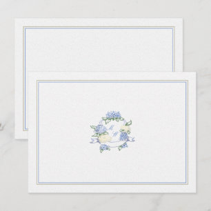 Hydrangea Vapensköld Dusty Blue Classic Bröllop pa Anteckningskort