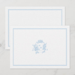 Hydrangea Vapensköld Periwinkle Classic Bröllop pa Anteckningskort