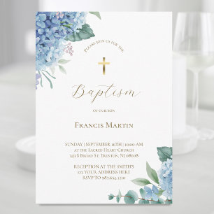 Hydrangea vattencolor Blommor Baptism Inbjudan
