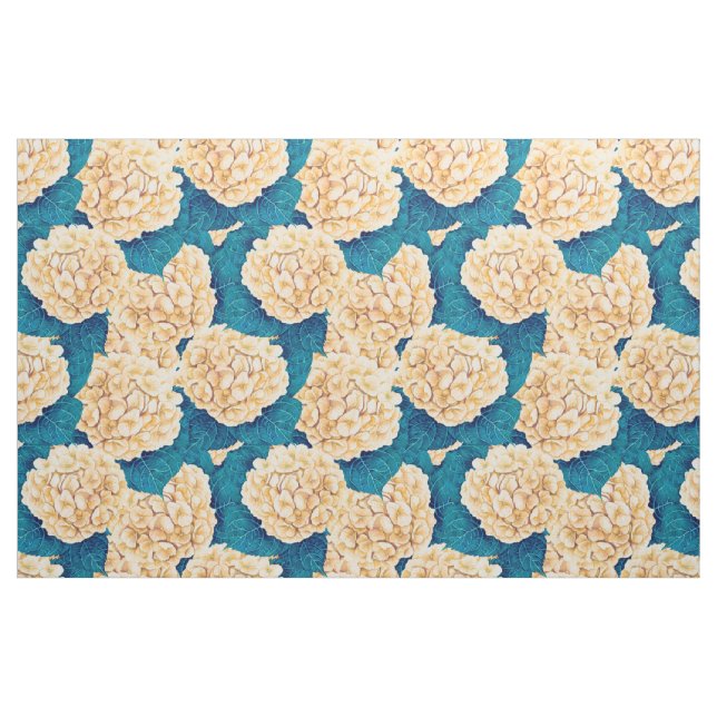 Hydrangea vattencolor mönster, gult och blått tyg (Fat Quarter)