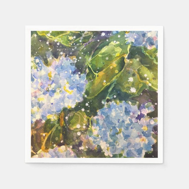 Hydrangea vattenfärgsblöjor pappersservett (Framsidan)