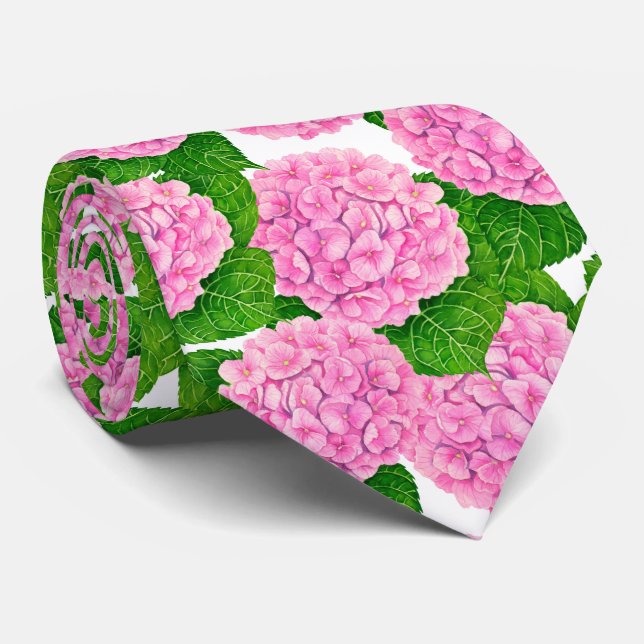 Hydrangea vattenolor mönster hals slips (Rullad)