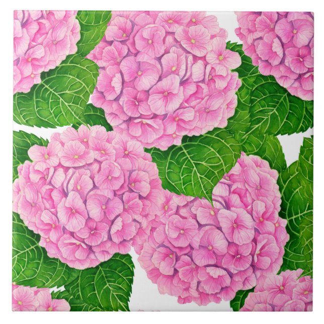 Hydrangea vattenolor mönster kakelplatta (Framsidan)