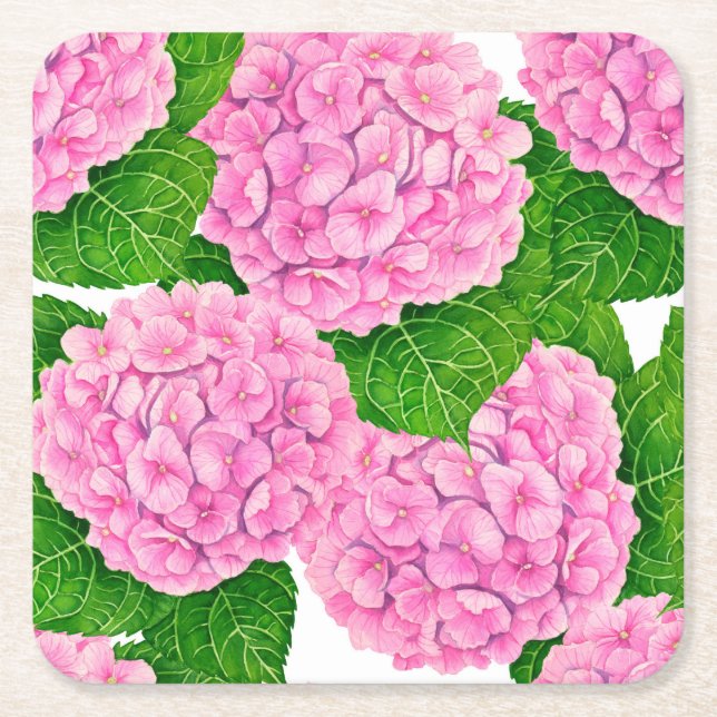 Hydrangea vattenolor mönster underlägg papper kvadrat (Framsidan)