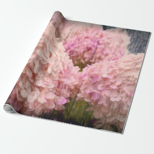Hydrangea Vintage  Rosa Blommigt Wood Decoupage Presentpapper