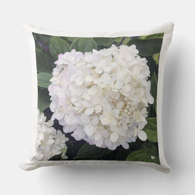 Hydrangea - Vit & Lila Rodnad - Kuddcover Kudde (Framsida)