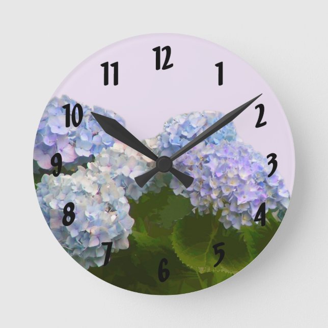Hydrangea Wall Clock Rund Klocka (Framsida)
