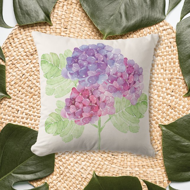 Hydrangea Watercolor Blommigt Summer Kudde (Skapare uppladdad)