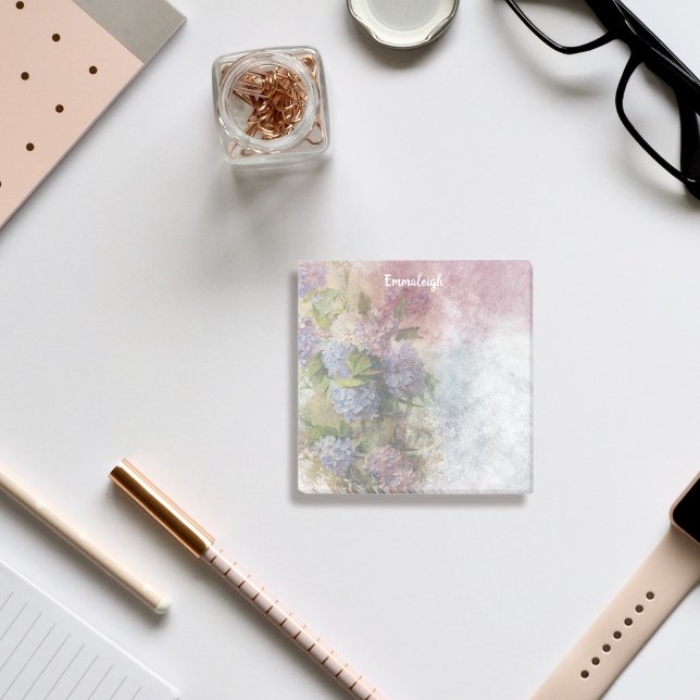 Hydrangea Watercolor Mix Monogram Post-it Block (Skapare uppladdad)