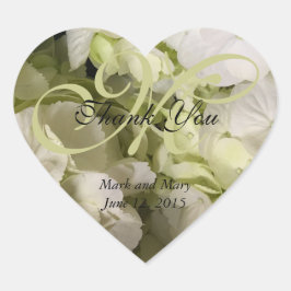 Hydrangea White Grönt Bröllop Suite Hjärtformat Klistermärke
