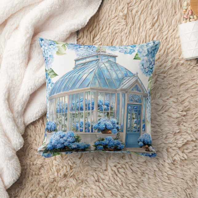 Hydrangeablommor akvarell kudde (Filt)