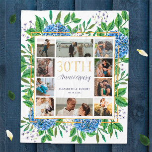 Hydrangeas 30-årsjubileumskollage med anpassad bil fleecefilt
