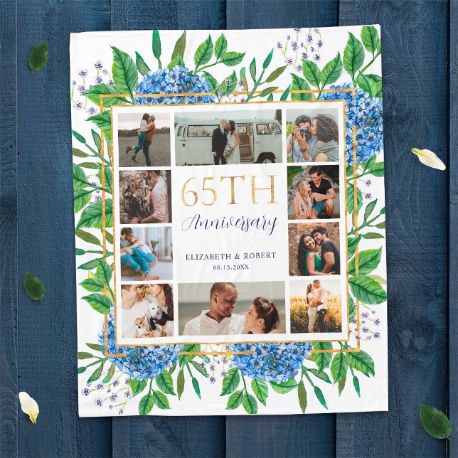 Hydrangeas 65e Anpassningsbar Foto Collage Fleecefilt (Skapare uppladdad)