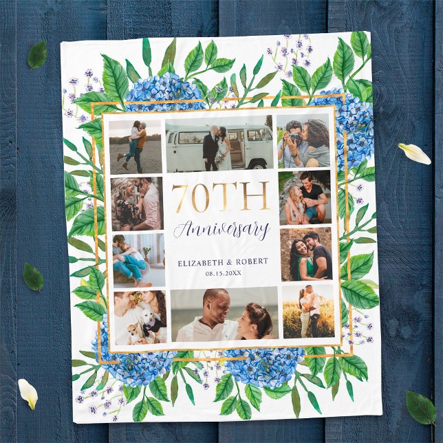 Hydrangeas 70-årsjubileum Anpassningsbar Photo Col Fleecefilt (Skapare uppladdad)