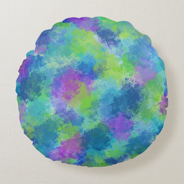 Hydrangeas Abstrakt Rund Kudde (Framsidan)