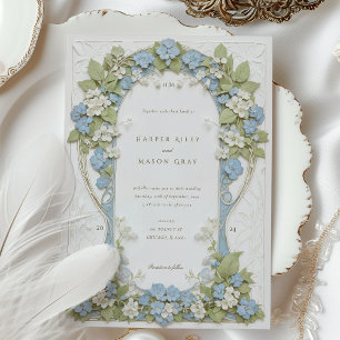 Hydrangeas Art nouveau Bröllop Inbjudningar