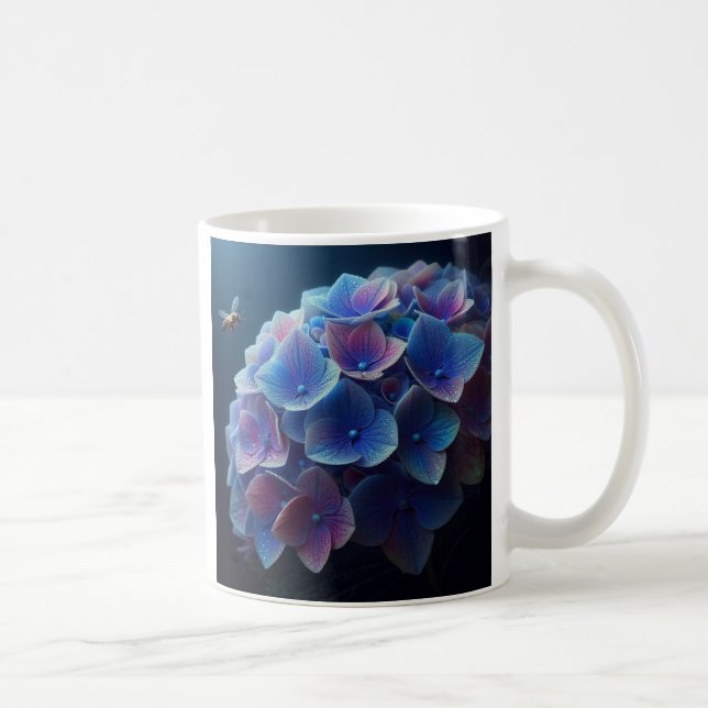Hydrangeas Blommigt Lila och Blue Kaffemugg (Höger)