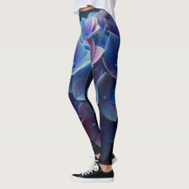 Hydrangeas Blommigt Lila och Blue Leggings
