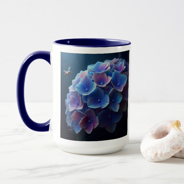Hydrangeas Blommigt Lila och Blue Mugg (Med munk)