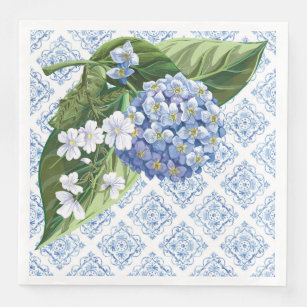 Hydrangeas Blue Tile Möhippa Napkins Pappersservett