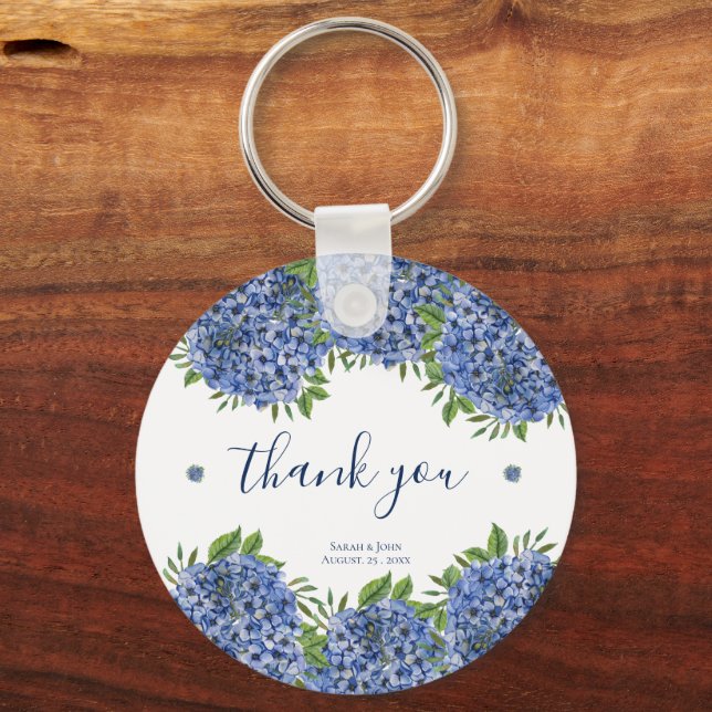 Hydrangeas Bröllop-datumnyckelkedjor för gäster Nyckelring (Framsida)