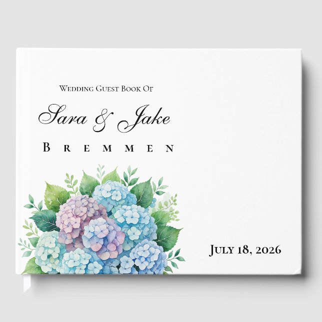 Hydrangeas Bröllop Gästböcker (Framsida)