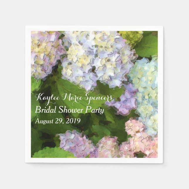 Hydrangeas Bröllop Möhippa Napkins Pappersservett (Framsidan)