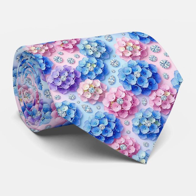 Hydrangeas & Diamonds | Bröllop och evenemang hals Slips (Rullad)