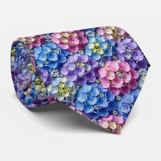 Hydrangeas & Diamonds | Bröllop och evenemang hals Slips (Rullad)