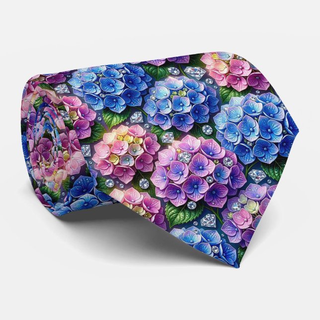 Hydrangeas & Diamonds | Bröllop och evenemang hals Slips (Rullad)